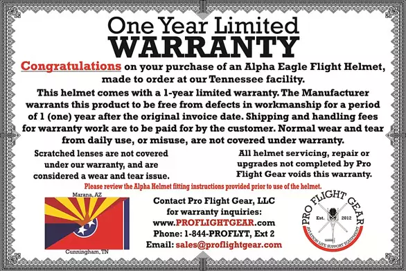 pro-flight-gear-alpha-eagle-flight-helmet-limited-warranty